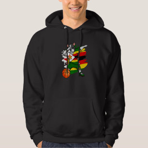 Dabbing French Bulldog Zimbabwe Basketball Fan Jer Hoodie