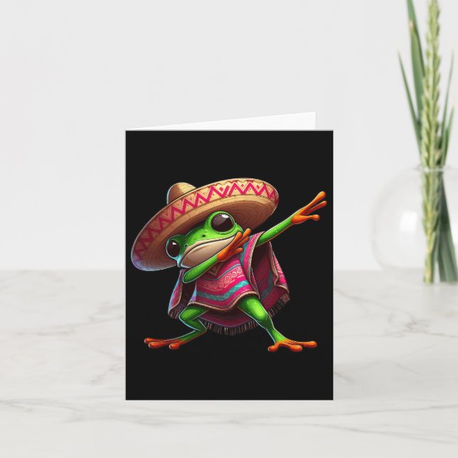 Dabbing Frog Sombrero Poncho Cinco De Mayo Mexican Card (Front)