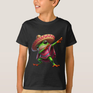Dabbing Frog Sombrero Poncho Cinco De Mayo Mexican T-Shirt