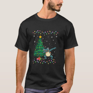 Dabbing Frog Xmas Tree Lights Ugly Christmas Sweat T-Shirt