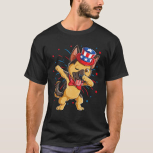 Dabbing German Shepherd 4Th Of July Men Women Amer T-Shirt