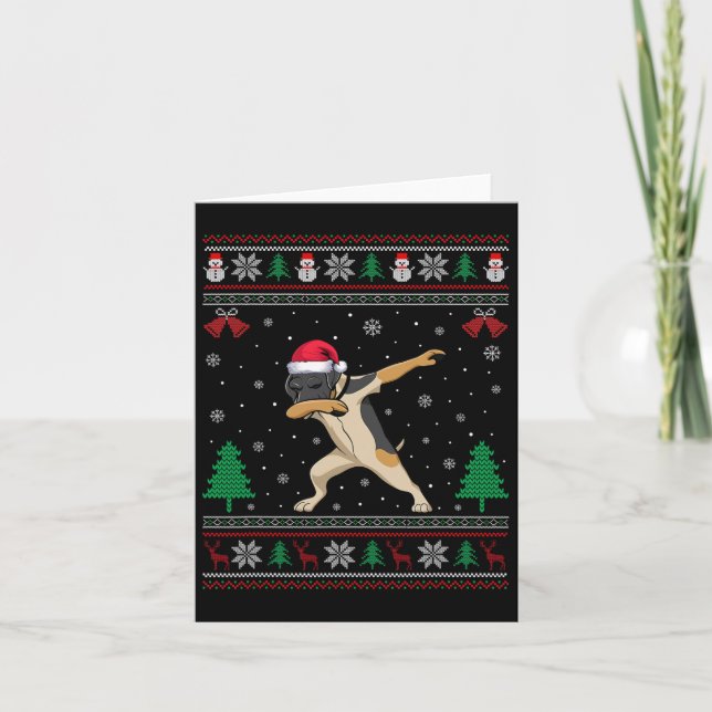 Dabbing German Shorthaired Pointer Dog Santa Hat C Card (Front)