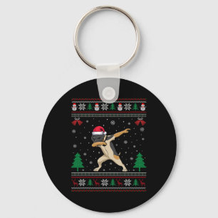 Dabbing German Shorthaired Pointer Dog Santa Hat C Key Ring