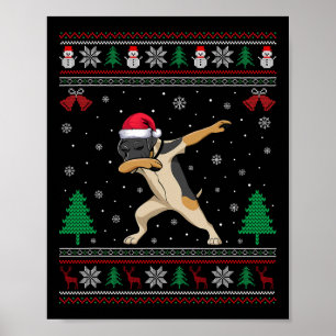 Dabbing German Shorthaired Pointer Dog Santa Hat C Poster