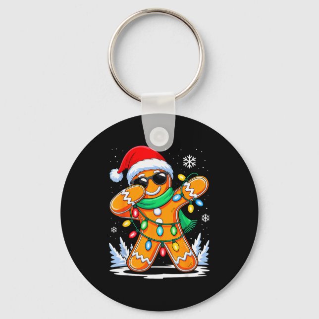 Dabbing Gingerbread Christmas Boys Girls Kids Funn Key Ring (Front)