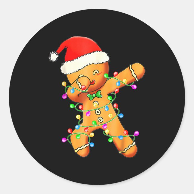 Dabbing Gingerbread Christmas  Classic Round Sticker (Front)