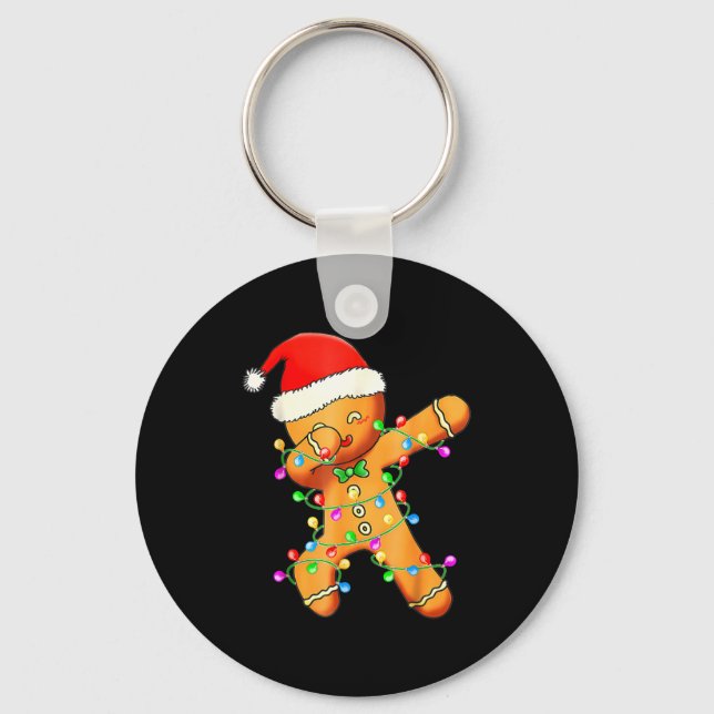 Dabbing Gingerbread Christmas  Key Ring (Front)