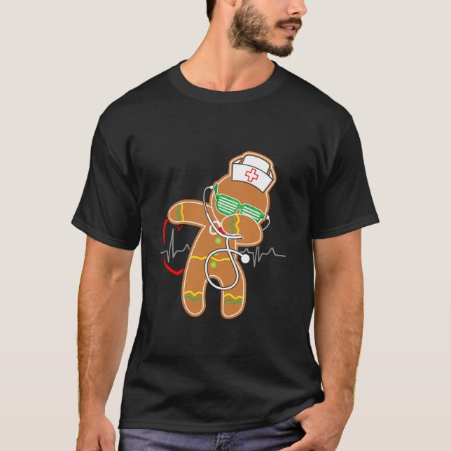 Dabbing Gingerbread Nurse Nurse Xmas Gift T-Shirt (Front)