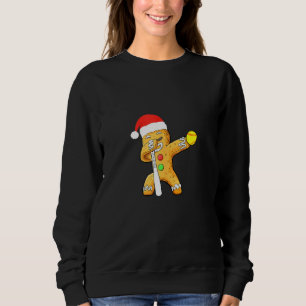 Dabbing Gingerbread Santa Softball Christmas Pajam Sweatshirt