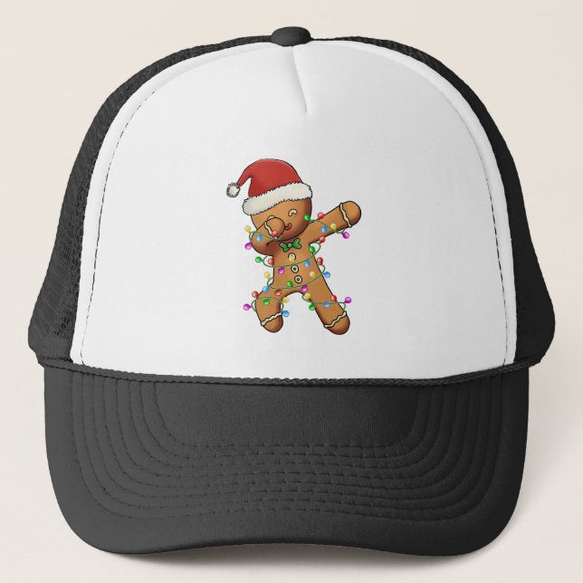 Dabbing Gingerbread Shirt for Boy Girl Christmas T Trucker Hat (Front)