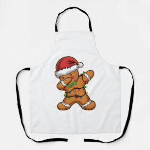 Dabbing Gingerbread Tree Light Christmas Apron