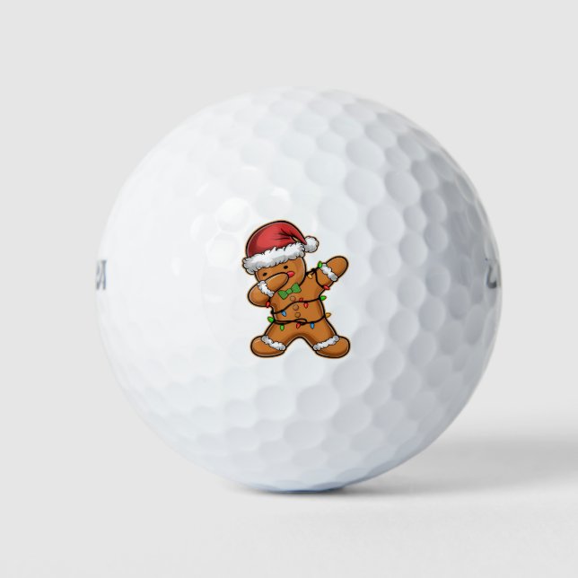 Dabbing Gingerbread Tree Light Christmas Golf Balls (Front)