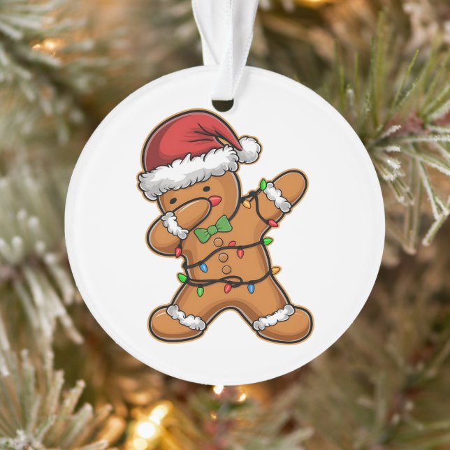 Dabbing Gingerbread Tree Light Christmas Ornament (Tree)
