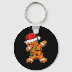 Dabbing Gingerbread Tree Light Christmas T Shirt Key Ring