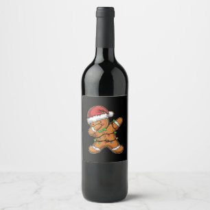 Dabbing Gingerbread Tree Light Christmas Wine Label