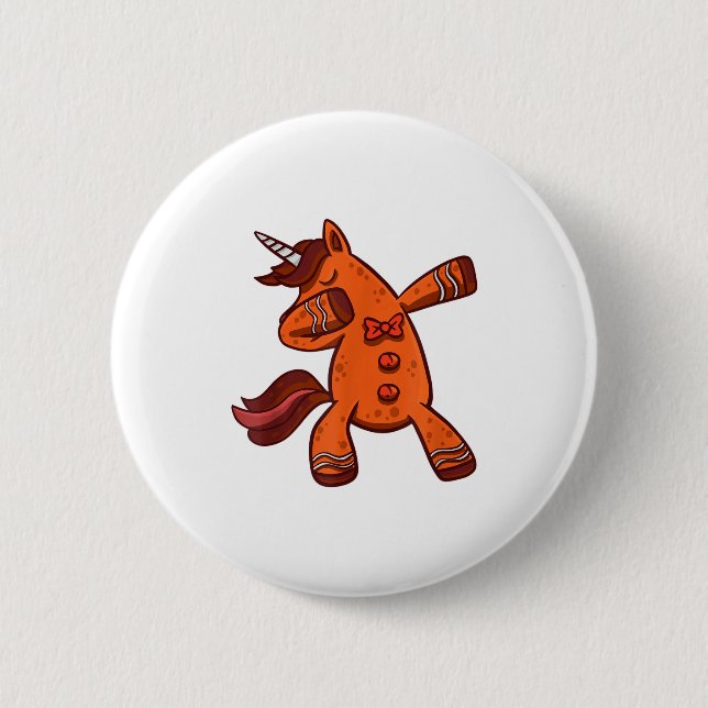 Dabbing Gingerbread Unicorn Cookie Christmas  6 Cm Round Badge (Front)