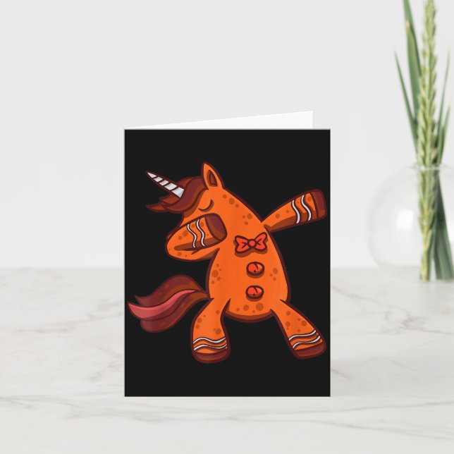 Dabbing Gingerbread Unicorn Cookie Christmas  Card (Front)