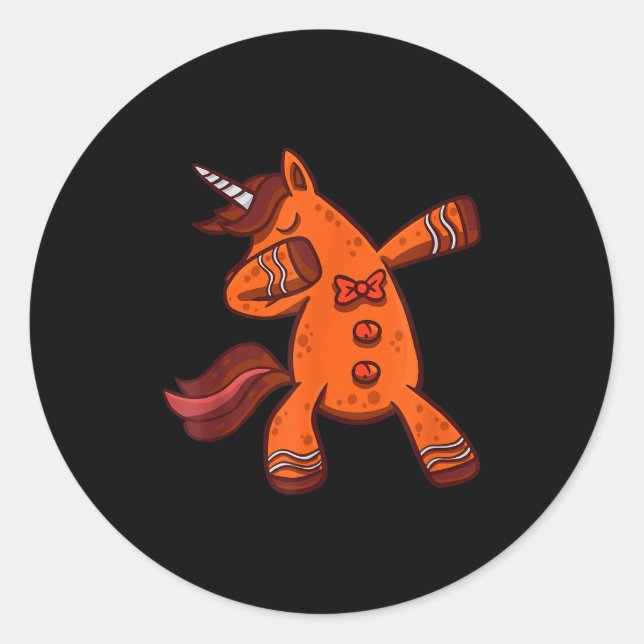 Dabbing Gingerbread Unicorn Cookie Christmas  Classic Round Sticker (Front)
