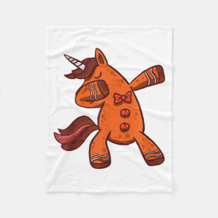 Dabbing Gingerbread Unicorn Cookie Christmas Fleece Blanket
