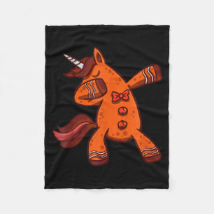 Dabbing Gingerbread Unicorn Cookie Christmas Fleece Blanket