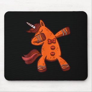 Dabbing Gingerbread Unicorn Cookie Christmas Mouse Mat