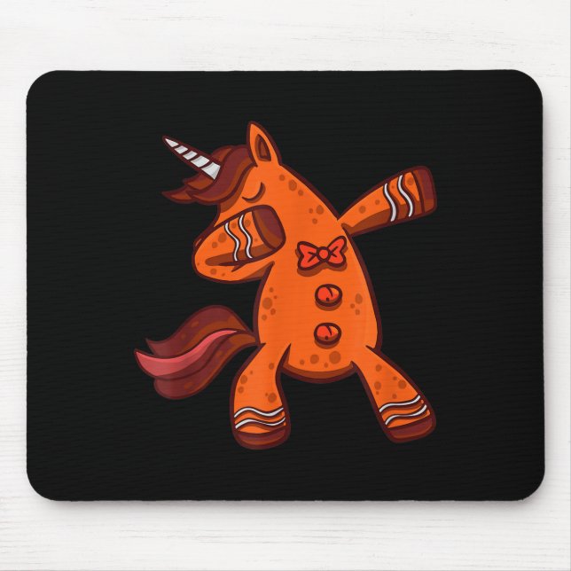Dabbing Gingerbread Unicorn Cookie Christmas  Mouse Mat (Front)