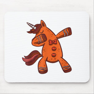 Dabbing Gingerbread Unicorn Cookie Christmas Mouse Mat