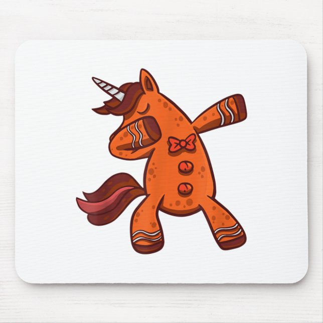 Dabbing Gingerbread Unicorn Cookie Christmas  Mouse Mat (Front)