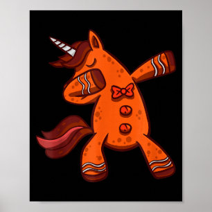 Dabbing Gingerbread Unicorn Cookie Christmas Poster