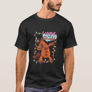 Dabbing Gingerbread Unicorn Santa Merry And Bright T-Shirt