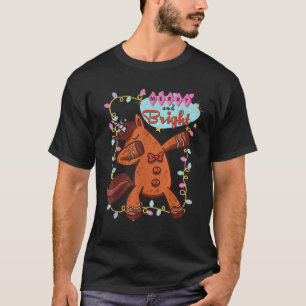 Dabbing Gingerbread Unicorn Santa Merry And Bright T-Shirt