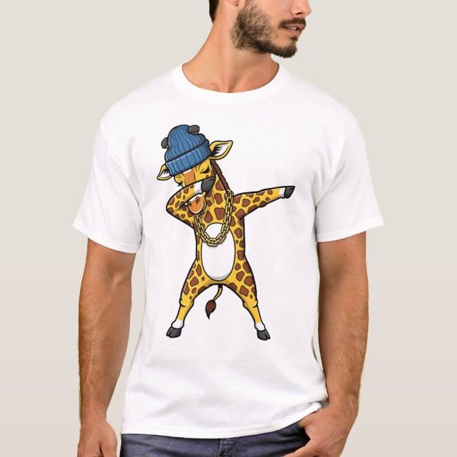 Dabbing Giraffe Funny Cute Dab Dance T-Shirt (Front)