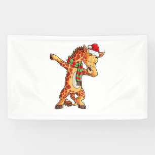Dabbing Giraffe Santa T Shirt Christmas Kids Boys Banner