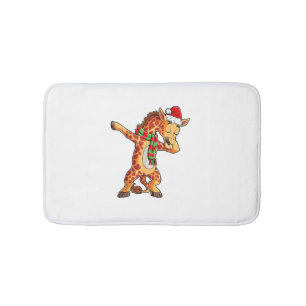 Dabbing Giraffe Santa T Shirt Christmas Kids Boys Bath Mat