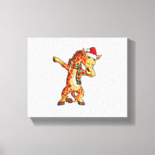 Dabbing Giraffe Santa T Shirt Christmas Kids Boys Canvas Print