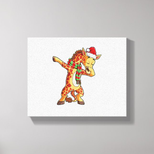 Dabbing Giraffe Santa T Shirt Christmas Kids Boys  Canvas Print (Front)