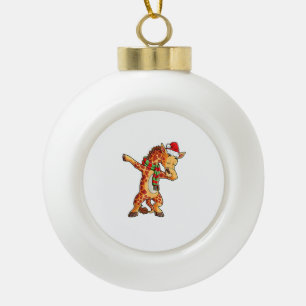 Dabbing Giraffe Santa T Shirt Christmas Kids Boys Ceramic Ball Christmas Ornament