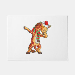 Dabbing Giraffe Santa T Shirt Christmas Kids Boys Doormat