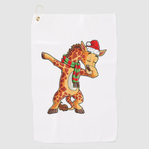 Dabbing Giraffe Santa T Shirt Christmas Kids Boys Golf Towel