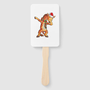 Dabbing Giraffe Santa T Shirt Christmas Kids Boys  Hand Fan
