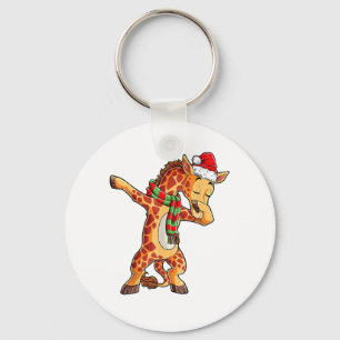 Dabbing Giraffe Santa T Shirt Christmas Kids Boys Key Ring