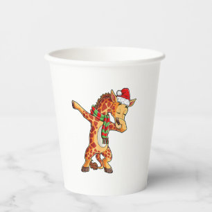 Dabbing Giraffe Santa T Shirt Christmas Kids Boys Paper Cups