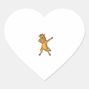Dabbing Giraffe Vintage Engraving T-Shirt Design_1 Heart Sticker