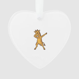 Dabbing Giraffe Vintage Engraving T-Shirt Design_1 Ornament