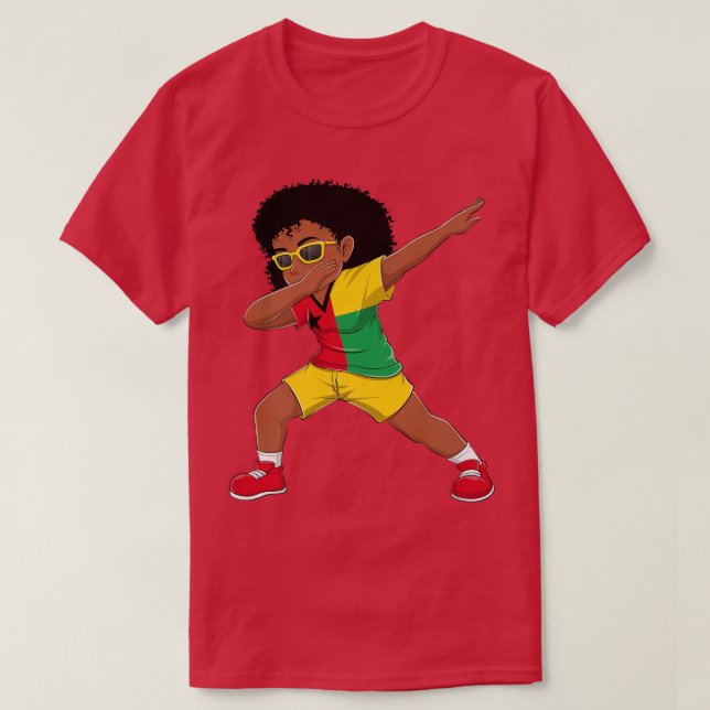 Dabbing Girl GuineaBissau Flag Kids Dab Dance  T-Shirt (Design Front)
