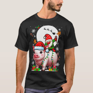 Dabbing Gnome On G Christmas Santa Colorful Lights T-Shirt