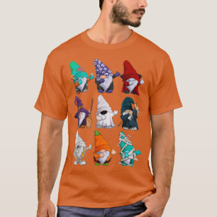 Dabbing Gnomes Boys Skeleton Zombie Scary Pumpkin T-Shirt