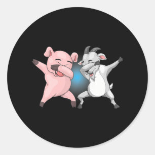 Dabbing Goat Pig Farm Animal Lover Funny Farmer Classic Round Sticker