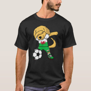 Dabbing Golden Retriever Wales Soccer Fans Jersey T-Shirt