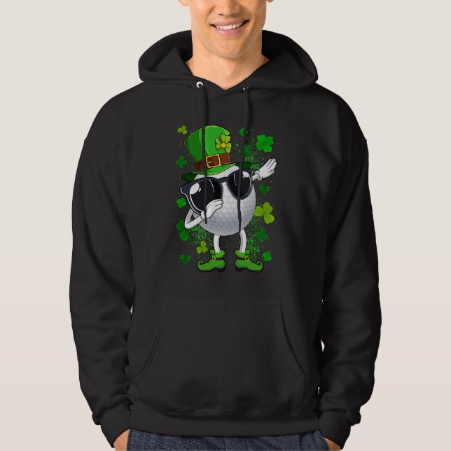 Dabbing Golf Ball Leprechaun Saint Patrick's Day M Hoodie (Front)